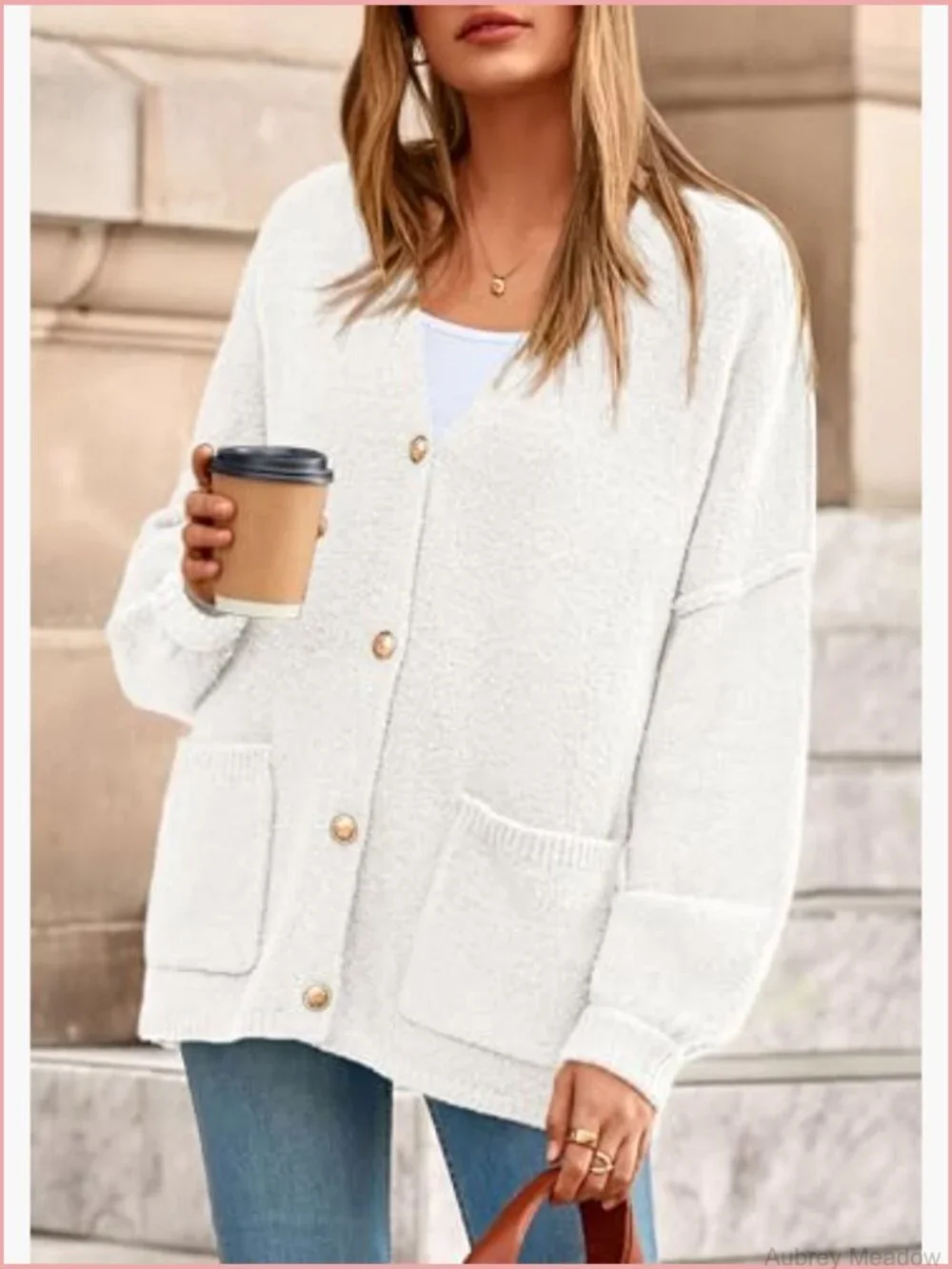 Chunky Cardigan Sweater with Pockets Button Down Long Sleeve